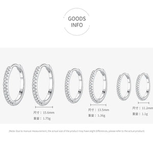 Ailmay 100% 925 Sterling Silver Clear Zircon Simple Fashion Hoop Earrings For Women Girls Anti-allergy Fine Jewelry Gifts