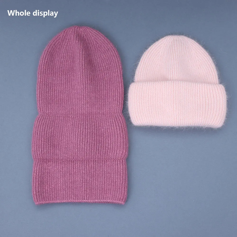 Hot Selling Winter Hat Real Rabbit Fur Winter Hats For Women Fashion Warm Beanie Hats Women Solid Adult Cover Head Cap