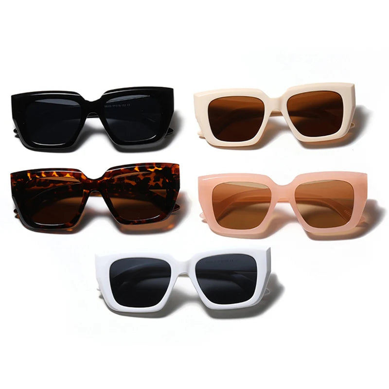 SO&EI Fashion Cat Eye Women Sunglasses Vintage Jelly Pink Tea Eyewear Trending Men Square Sun Glasses Shades UV400