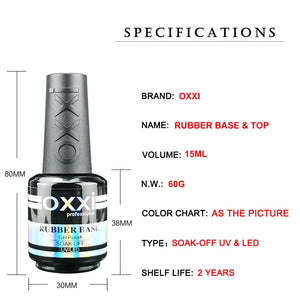 OXXI 15ml Base and Top Coat for Gel Polish Semi-permanent Varnish Rubber Top Coat y Base Coat Gellac uv led Permanent Enamel Lak