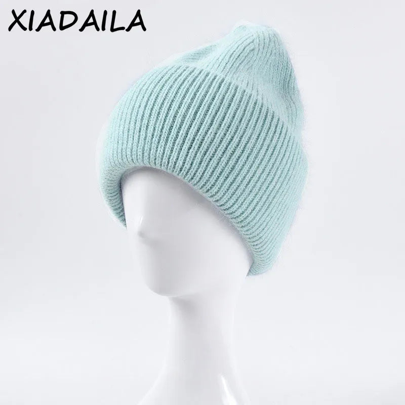 Hot Selling Winter Hat Real Rabbit Fur Winter Hats For Women Fashion Warm Beanie Hats Women Solid Adult Cover Head Cap