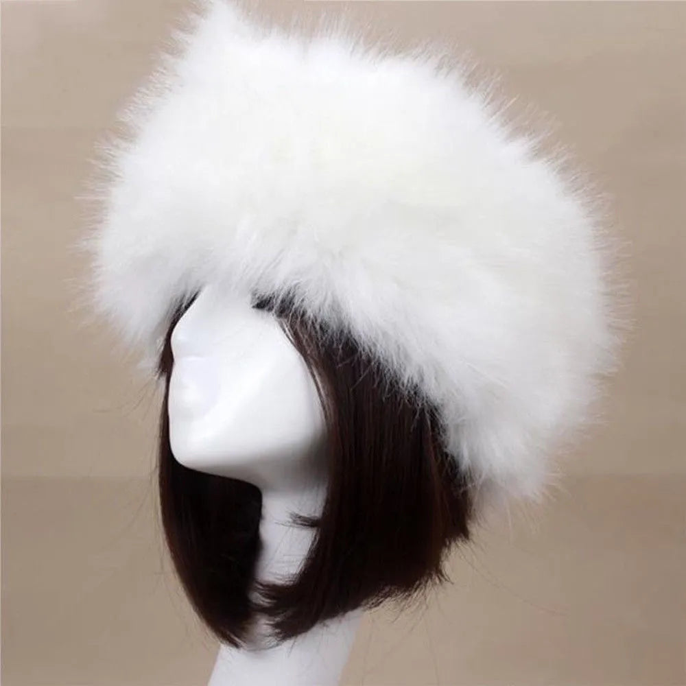 Hot Winter Thick Furry Hairband Fluffy Russian Faux Fur Women Girl Fur Headband Hat Winter Outdoor Earwarmer Ski Hats new