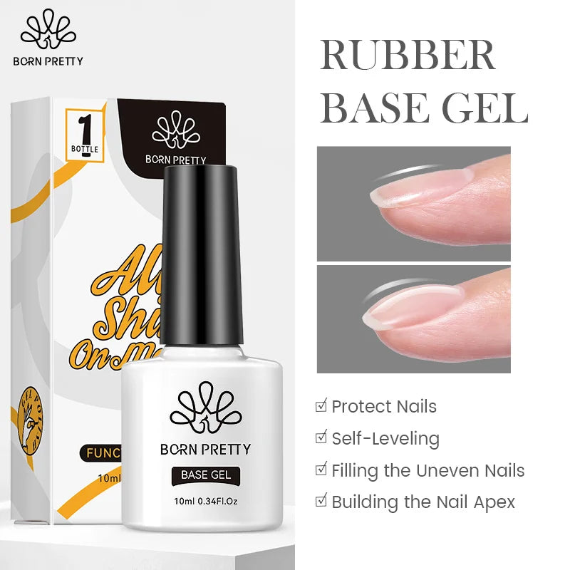 BORN PRETTY 10ml Rubber Thick Base Gel Top Reinforcement Gel Transparent Nail Prep Soak Off UV LED Nail Varnish Function Gel