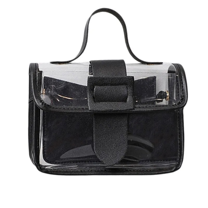 Fashion Women's Transparent Square Sling Bag Cool PVC Shoulder Bag Messenger Bag Mobile Sweet Lady Bag