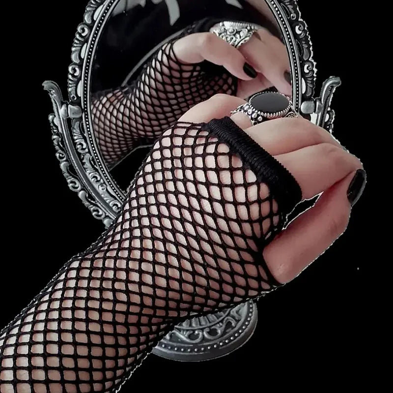 Long Fishnet Fingerless Gloves - 8 Colors