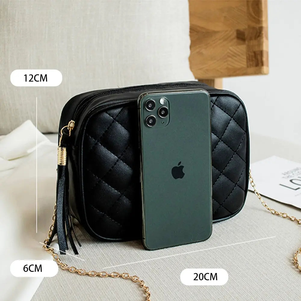 2022 New Fashion Female Shoulder Bag Rhombus Embroidered Solid Color Chain Women Shoulder Crossbody Casual Trendy Phone Bag