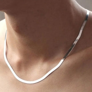 Silver Color 4MM Chain Necklace for Women Luxury Couple Fine Jewelry Blade Chain Wedding Gift Choker Clavicle