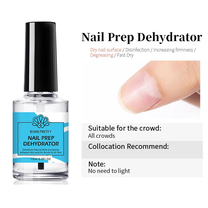 BORN PRETTY 15ml Nail-Primer Prep Dehydrator Gel Nail Polish No Need Of UV LED Lamp Base Top Coat Nail Art Varnish Manicure