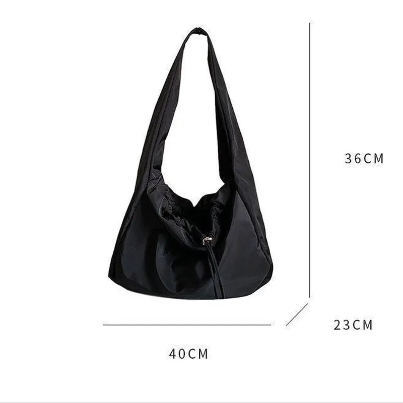 Women Bag New Nylon Bucket Fashion Solid Zipper SOFT Shoulder Bag Purses and Handbags Luxury Designer Black Tote Bag сумка