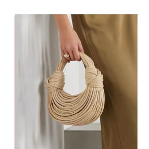 Handbags for Women 2023 New in Gold Luxury Designer Brand Handwoven Noodle Bags Rope Knotted Pulled Hobo Silver Evening Clutch