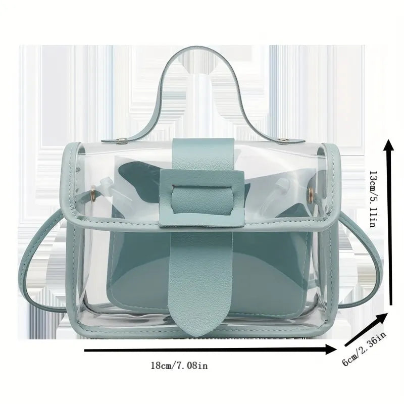 Fashion Women's Transparent Square Sling Bag Cool PVC Shoulder Bag Messenger Bag Mobile Sweet Lady Bag