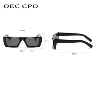 OEC CPO Vintage Rectangle Sunglasses Women Punk Small Frame Sun Glasses MenTrends Square Glasses UV400 Shades Fashion Eyewear