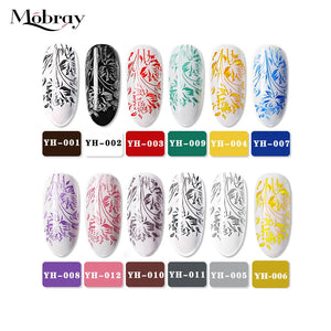 Mobray 8ML Nail Stamping Gel Polish Black White Colorful Painting Polish Semi Permanent Soak Off UV Stamp Gel For Nail Art