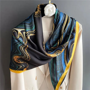 Fashion 110cm Silk Hijab For Women Square Scarf Large Neckerchief Headband Shawl Wraps Bandana Foulard Echarpe