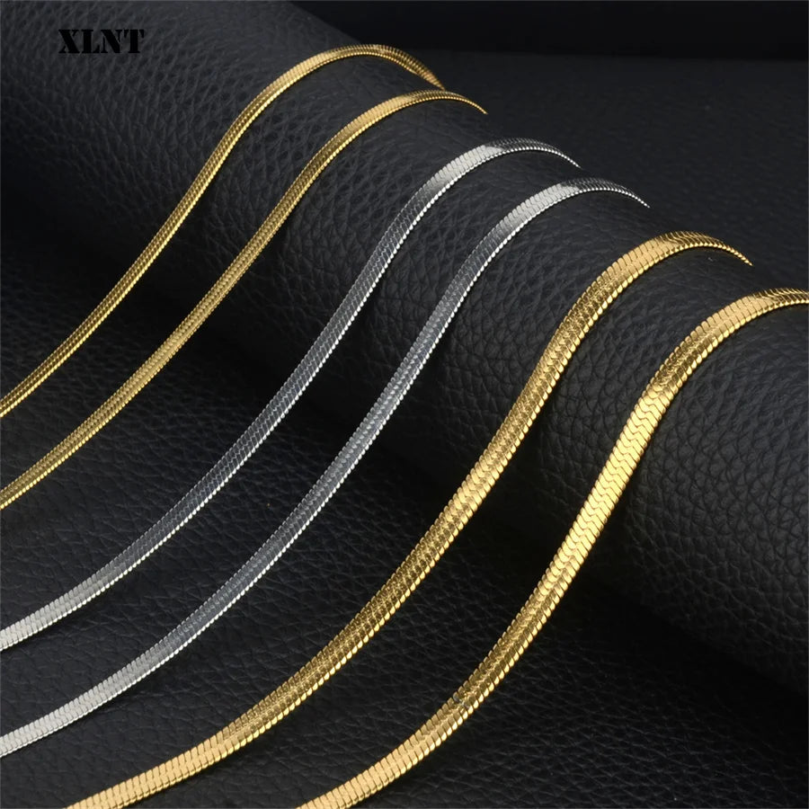 Fashion New Snake Chain Men Necklace Choker Width 2/3/4/5mm Stainless Steel Herringbone Necklace For Men Women Jewelry Gift