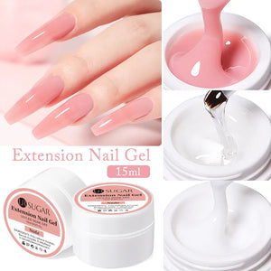 UR SUGAR Milky White Clear Pink Color 15ml Jelly Extension Nail Gel Polish Soak Off UV LED Gel Varnish Manicure Tips Tools