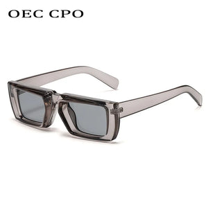 OEC CPO Vintage Rectangle Sunglasses Women Punk Small Frame Sun Glasses MenTrends Square Glasses UV400 Shades Fashion Eyewear