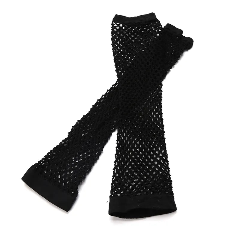 Long Fishnet Fingerless Gloves - 8 Colors