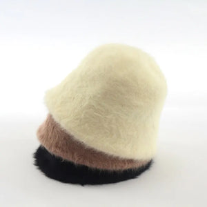 Solid Color Versatile Fisherman Hat Imitation Rabbit Hair Cover Ear Protection Cold Proof Warm Plush Hat For Women