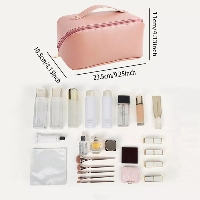 Large-Capacity Travel Cosmetic Bag Portable PU Makeup Pouch Women Waterproof Bathroom Washbag Multifunctional Toiletry Kit