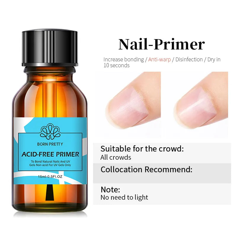 BORN PRETTY 15ml Nail-Primer Prep Dehydrator Gel Nail Polish No Need Of UV LED Lamp Base Top Coat Nail Art Varnish Manicure