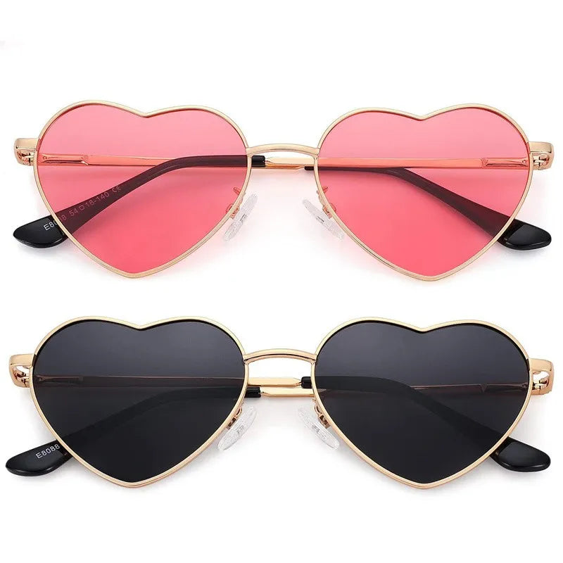 Fashion Women's Metal Heart Shaped Sunglasses Gradient Outdoor Goggles Female Eyewear UV400 Shades Metal Women Girls Sunglasses