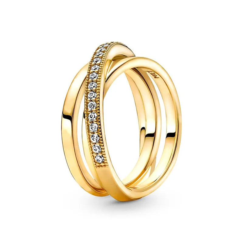 2022 New Gold Plated 925 Silver Ring Zircon Sparkling Princess Wishbone Heart Ring Women Original Ring Fine Jewelry