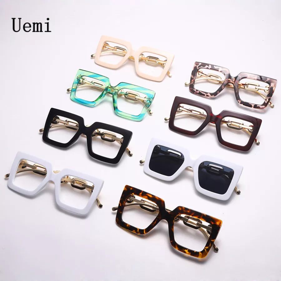 New Women Fashion Anti Blue Light Oversized Frame Women Glasses Square Plain Glasses Optical Spectacle Brand Qulity Computer