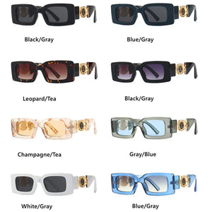 New Retro Luxury Square Sunglasses For Women Men Flower Decoration Fashion Ladies Sun Glasses Ins Hot Shading Eyewear UV400