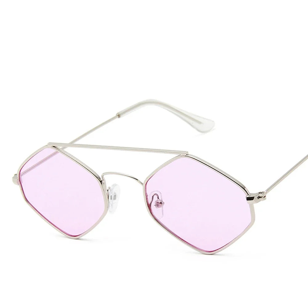 Fashion Diamond Sunglasses Women Retro Metal Double Beam Wild Eyeglasses Polygonal Ocean Glasses