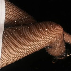 Summer Fishnet Diamond Pantyhose Women's Sexy Breathable  Rhinestone Stockings Mesh Nylon Stockings Tights Spider Stockings