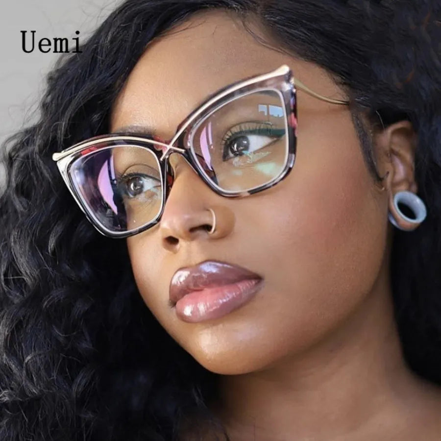 New Fashion Retro Designer Anti Blue Light Women Glasses Metal Cat Eye Frame Brand Quality Trend Clear Reading Computer Eyeglass