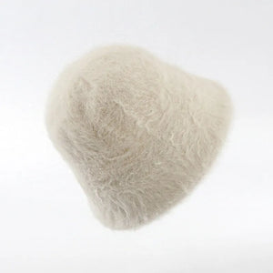 Solid Color Versatile Fisherman Hat Imitation Rabbit Hair Cover Ear Protection Cold Proof Warm Plush Hat For Women