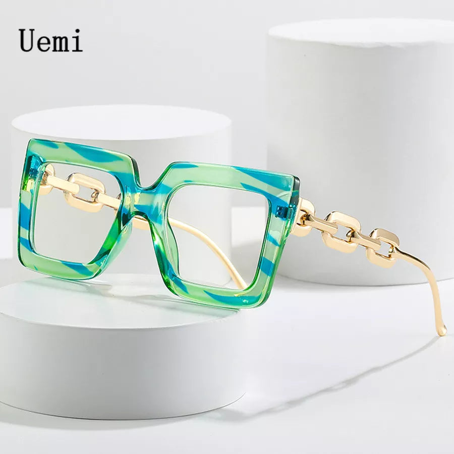 New Women Fashion Anti Blue Light Oversized Frame Women Glasses Square Plain Glasses Optical Spectacle Brand Qulity Computer