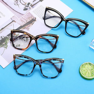 New Fashion Retro Designer Anti Blue Light Women Glasses Metal Cat Eye Frame Brand Quality Trend Clear Reading Computer Eyeglass