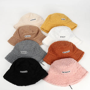 Lambswool Unisex Bucket Hats For Women Men Winter Outdoor Sun Visor Panama Fisherman Cap Letter Embroidered Wholesale Chapeau