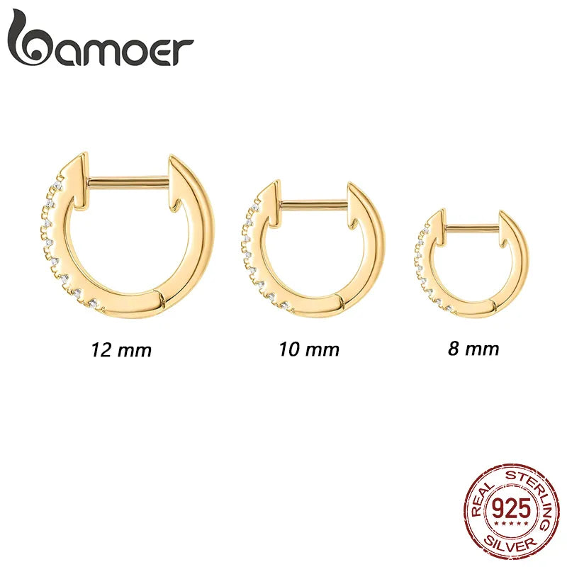 Bamoer 925 Sterling Silver Earrings For Women Small Hoop Earrings Ear Bone aros aretes Huggie Studs