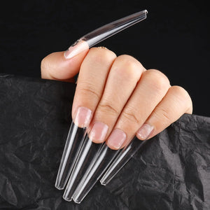 240Pcs Extra Long C Curve Straight Coffin Nail Tips 3.5-4.3CM Half Cover Acrylic False Nail Tip Boxed XXL Long  False Nails Tool