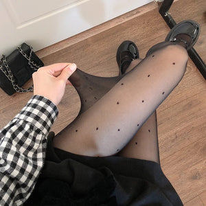 Sexy Women Pantyhose Tights Seamless Sexy Lace Mesh Fishnet Pantyhose Summer Nylon Polka Dot Print Tight Stocking Female Hosiery