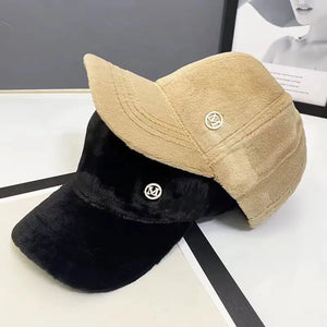 M Versatile Baseball Cap Blended Cap Brand Female Autumn And Winter All Match Plush Hat Suitable For Face Big Baseball Caps