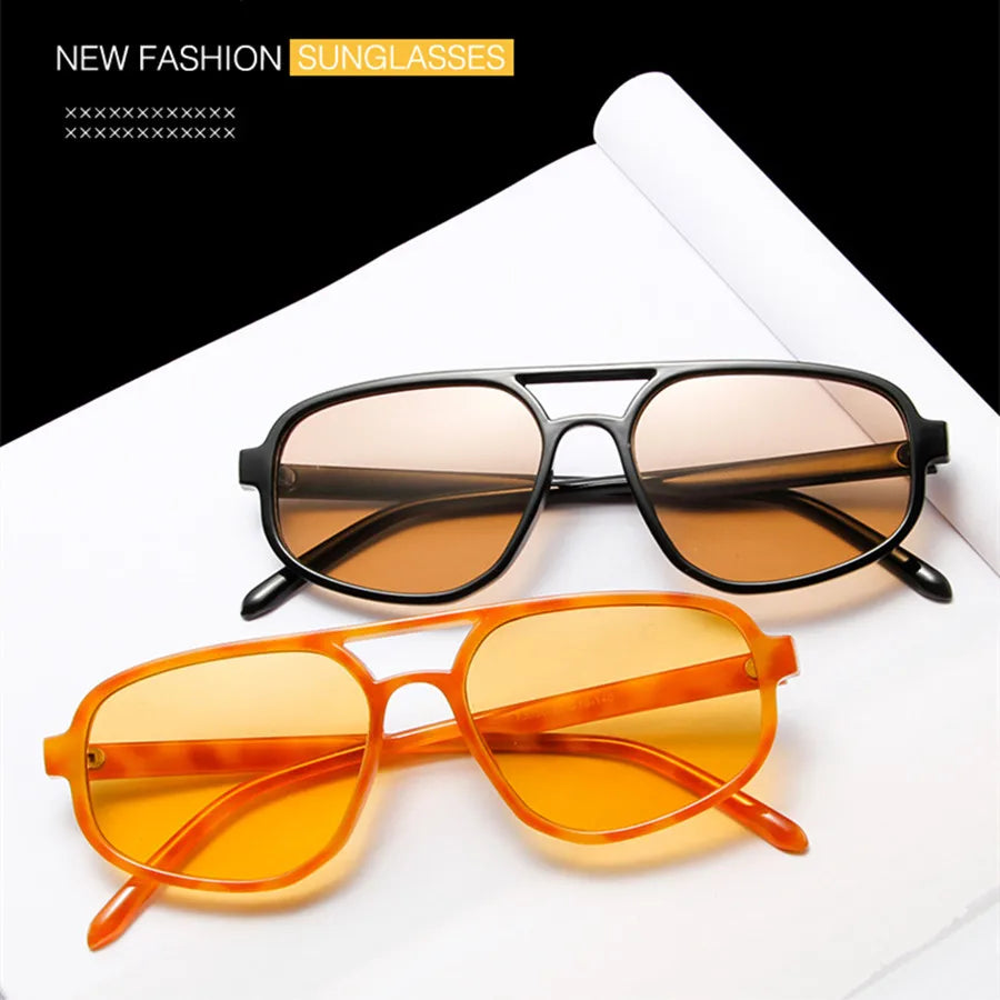 New Retro Double Bridge Sunglasses Men's Fashion Simple Light Square Women Sun Glasses Ins Trending Shades UV400 Wholesa Eyegals