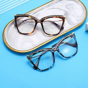 New Fashion Retro Designer Anti Blue Light Women Glasses Metal Cat Eye Frame Brand Quality Trend Clear Reading Computer Eyeglass