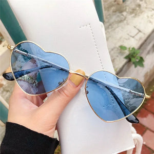 Fashion Women's Metal Heart Shaped Sunglasses Gradient Outdoor Goggles Female Eyewear UV400 Shades Metal Women Girls Sunglasses