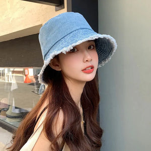 Jeans Sun Hats With Sunshades Korean Fashion For Women