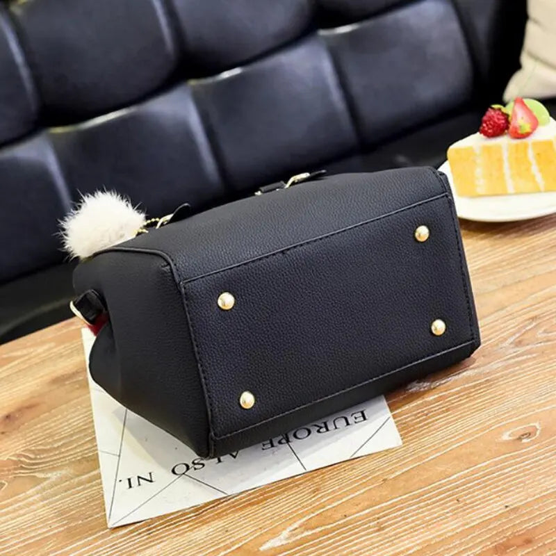 Yogodlns PU Leather Ladies HandBags Women Vintage Purse Plush Tassel Messenger Bags Tote Boston Shoulder Crossbody Bag