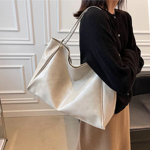 Women Tote Bag Fashion Underarm Pouch Large Capacity Soft Pu Leather Shoulder Bag Retro Crossbody Bag Casual Portable Bucket Bag